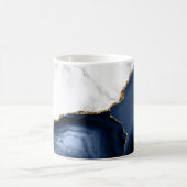 White Marble Gilded Navy Blue Agate Koffiemok (Center)