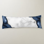 White Marble Gilded Navy Blue Agate Lichaamskussen (Achterkant)
