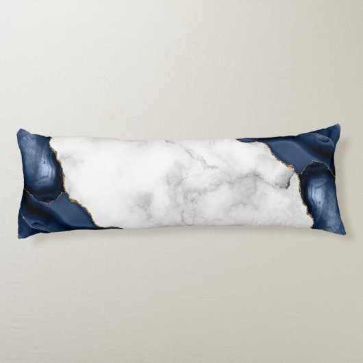 White Marble Gilded Navy Blue Agate Lichaamskussen (Achterkant)