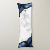 White Marble Gilded Navy Blue Agate Lichaamskussen (Achterkant (Verticaal))