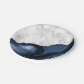 White Marble Gilded Navy Blue Agate Papieren Bordje (Gekanteld)