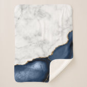 White Marble Gilded Navy Blue Agate Sherpa Deken (Voorkant)