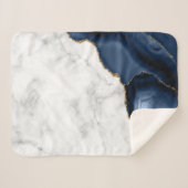 White Marble Gilded Navy Blue Agate Sherpa Deken (Voorkant (horizontaal))