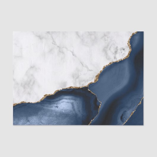 White Marble Gilded Navy Blue Agate Tissuepapier (Voorkant)
