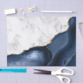 White Marble Gilded Navy Blue Agate Tissuepapier (Craft)
