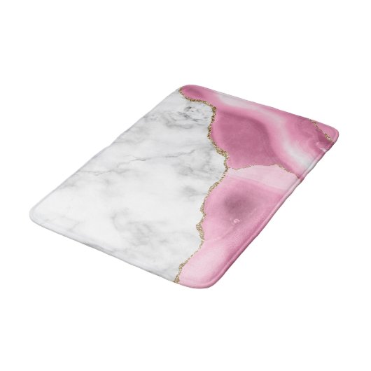 White marble Gilded Pink Agate Badmat (Gekanteld)