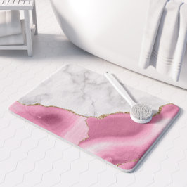 White marble Gilded Pink Agate Badmat