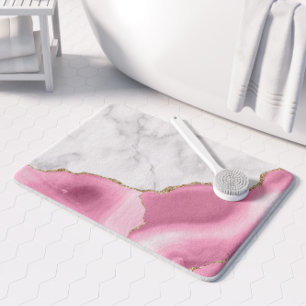 White marble Gilded Pink Agate Badmat