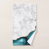 White Marble Gilded Teal Blue Agate Bad Handdoek (Handdoek)