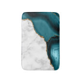 White Marble Gilded Teal Blue Agate Badmat (Voorkant Verticaal)