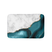 White Marble Gilded Teal Blue Agate Badmat (Voorkant)