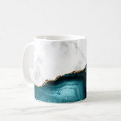 White Marble Gilded Teal Blue Agate Koffiemok (Voorkant links)