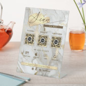 White Marble Gold Agate 3 Qr Code Scan To Pay Reclamebord Met Voetstuk (Insitu)