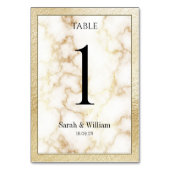 White marble Gold Border Wedding Kaart (Achterkant)