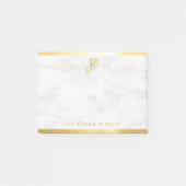 White Marble Gold Calligraphy Monogram Sjabloon Post-it® Notes (Voorkant)