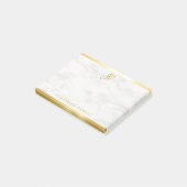White Marble Gold Calligraphy Monogram Sjabloon Post-it® Notes (Schuin)