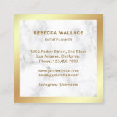 White marble Gold Foil Chandelier Event Planner Vierkante Visitekaartje (Achterkant)