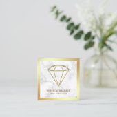 White marble Gold Foil Geometric Diamond Jeweler Vierkante Visitekaartje (Staand voorkant)