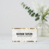 White marble Gold Foil | Golden Metallic Visitekaartje (Staand voorkant)
