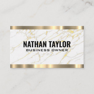 White marble Gold Foil   Golden Metallic Visitekaartje