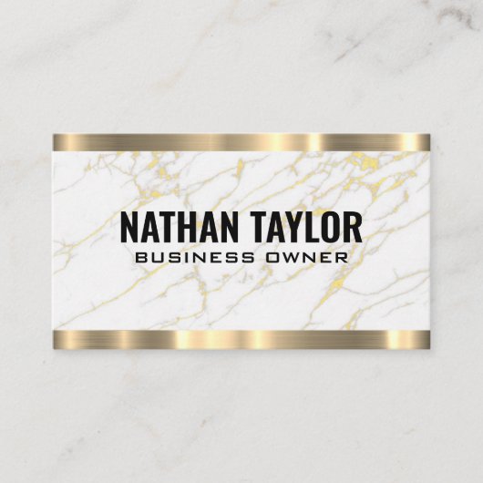 White marble Gold Foil | Golden Metallic Visitekaartje (Voorkant)