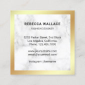 White marble Gold Foil High Heels Stilettos Vierkante Visitekaartje (Achterkant)