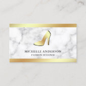 White marble Gold Foil High Heels Stilettos Visitekaartje (Voorkant)