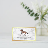 White marble Gold Foil Horse Riding Instructor Visitekaartje (Staand voorkant)