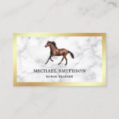 White marble Gold Foil Horse Riding Instructor Visitekaartje (Voorkant)