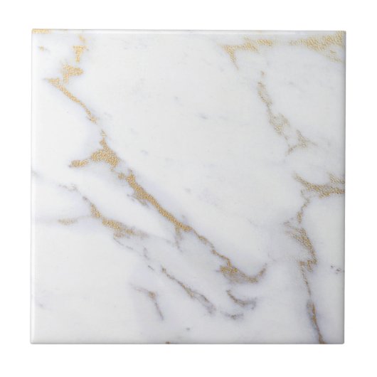 White marble Gold Glitter Modern Elegant Premium Tegeltje (Voorkant)