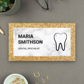 White Marble Gold Glitter Tandheelkundige kliniek  Visitekaartje