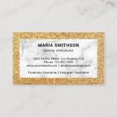 White Marble Gold Glitter Tandheelkundige kliniek  Visitekaartje (Achterkant)