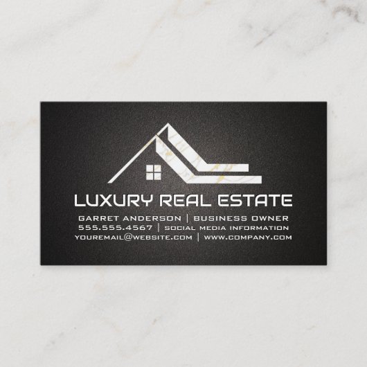 White Marble Gold House Roof Logo Visitekaartje (Voorkant)