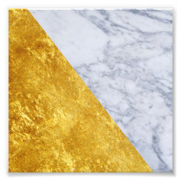White Marble Gold Leaf Square Photo Print Foto Afdruk