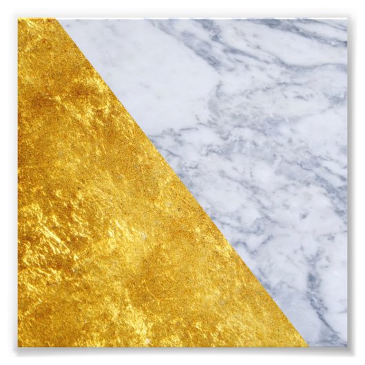 White Marble Gold Leaf Square Photo Print Foto Afdruk (Voorkant)