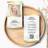 White marble Gold Model Actress QR Code Foto Visitekaartje