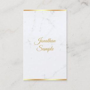 White Marble Gold Modern Hand Script Chic-Sjabloon Visitekaartje