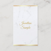 White Marble Gold Modern Hand Script Chic-Sjabloon Visitekaartje (Voorkant)