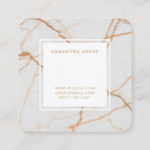 White Marble Gold Simple Moderne Interior Designer Vierkante Visitekaartje (Achterkant)