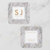 White Marble Gold Simple Moderne Interior Designer Vierkante Visitekaartje (Voorkant / Achterkant)