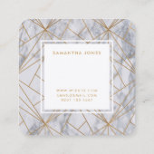 White Marble Gold Simple Moderne Interior Designer Vierkante Visitekaartje (Achterkant)
