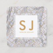 White Marble Gold Simple Moderne Interior Designer Vierkante Visitekaartje (Voorkant)