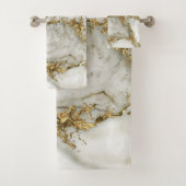 White marble Gold Splatter Abstract Bad Handdoek (Insitu)