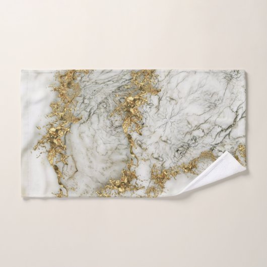 White marble Gold Splatter Abstract Bad Handdoek (Handdoek)