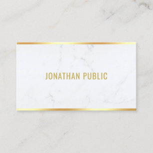White Marble Gold Text Professional Modern Elegant Visitekaartje