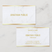 White Marble Gold Text Professional Modern Elegant Visitekaartje (Voorkant / Achterkant)