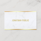 White Marble Gold Text Professional Modern Elegant Visitekaartje (Voorkant)