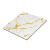 White Marble Gold Veins Pattern Tegeltje (Zijkant)