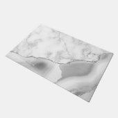 White marble Gray Agate Silver Glitter Deurmat (Schuin)