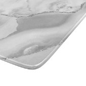 White marble Gray Agate Silver Glitter Snijplank (Hoek)